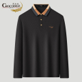 鳄鱼恤CROCODILE 专款POLO衫时尚T恤春秋季高端男士长袖POLO XL 黑色