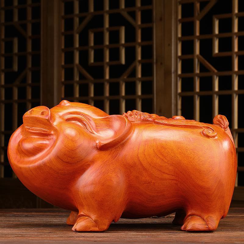 美帮汇黑檀木猪摆件十二生肖猪实木刻木头创意客厅装饰品图片