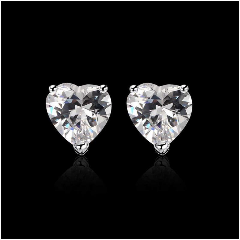 E087 Women silver plated earring 镀925纯银耳钉时尚心形耳环女