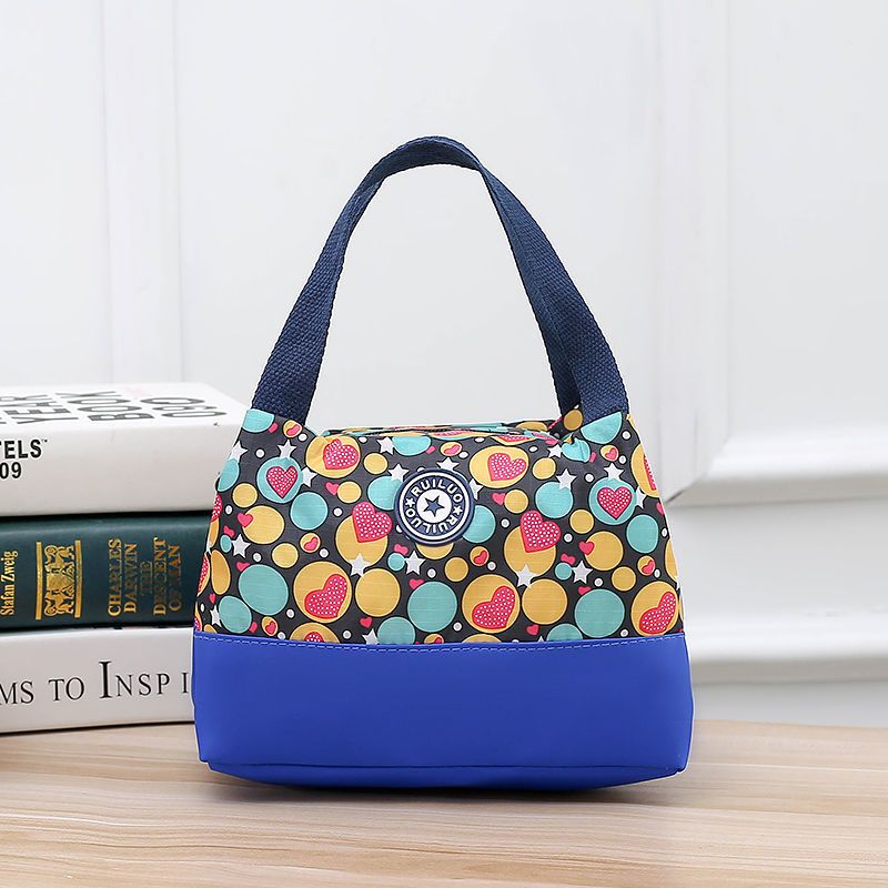 蓝大花 花布防水帆布便当包妈咪包手提包小布包手拎饭盒袋上班女包