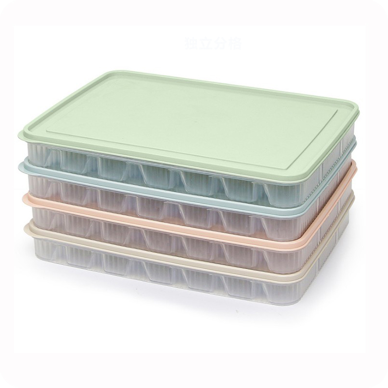 饺子盒冰箱保鲜收纳盒带盖可微波解冻馄饨盒家用不沾饺子托盘套装日用家居