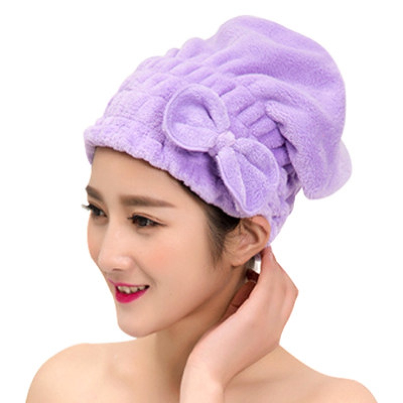 韩国干发帽女吸水速干加厚擦头发干发毛巾蝴蝶结浴帽珊瑚绒干发巾 三维工匠 玫红(蝴蝶结)