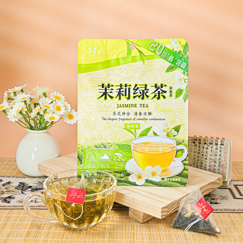 知福茉莉绿茶袋泡茶独立三角包好山茉莉绿茶高清大图