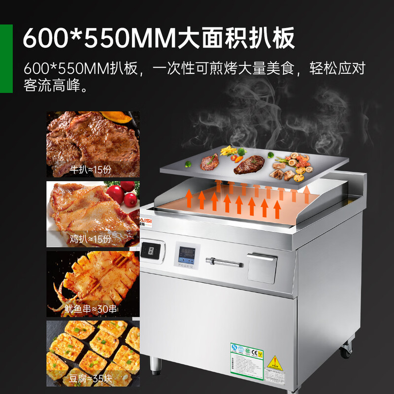 意黛斯(YIDAISI) 立式商用电磁扒炉 铁板烧手抓饼西厨设备 电磁电热立式平扒炉铁板烧柜式电扒炉 YDS-12PLS高清大图