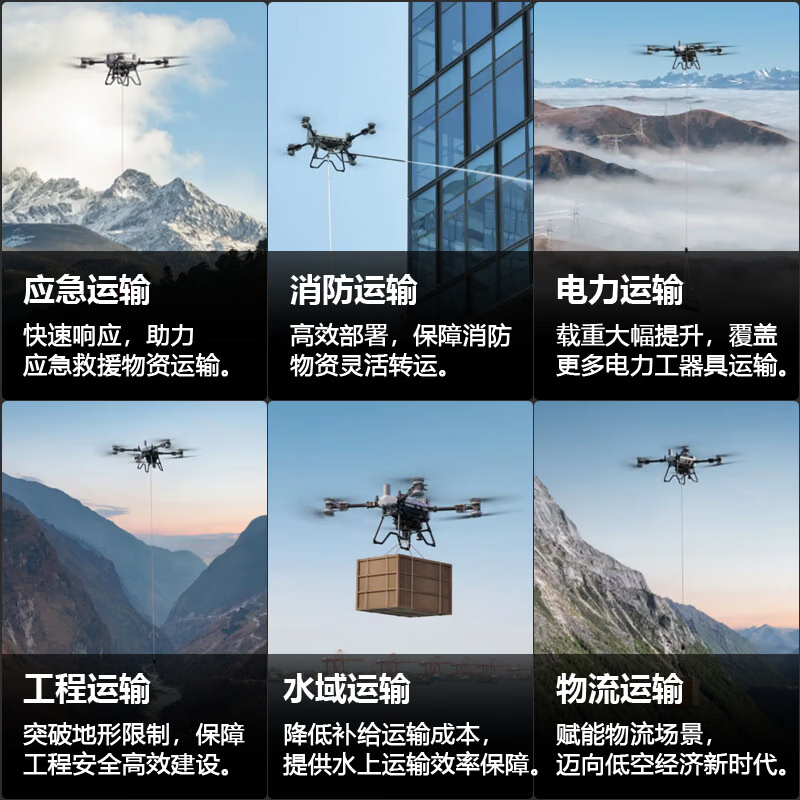 DJI FlyCart 200大载重无人机 最大200KG载重 标配四电 8分钟快充 旗舰吊运套装充电器版高清大图