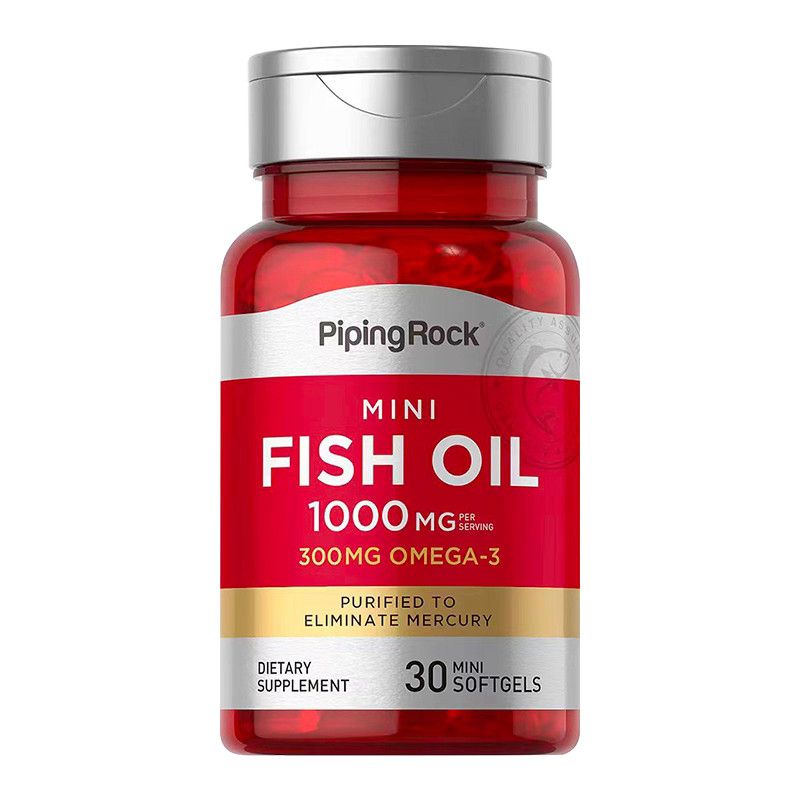 PipingRock 迷你鱼油软胶囊1000mg30粒 美国原装进口 科学配比学生白领脑力工作者中老年