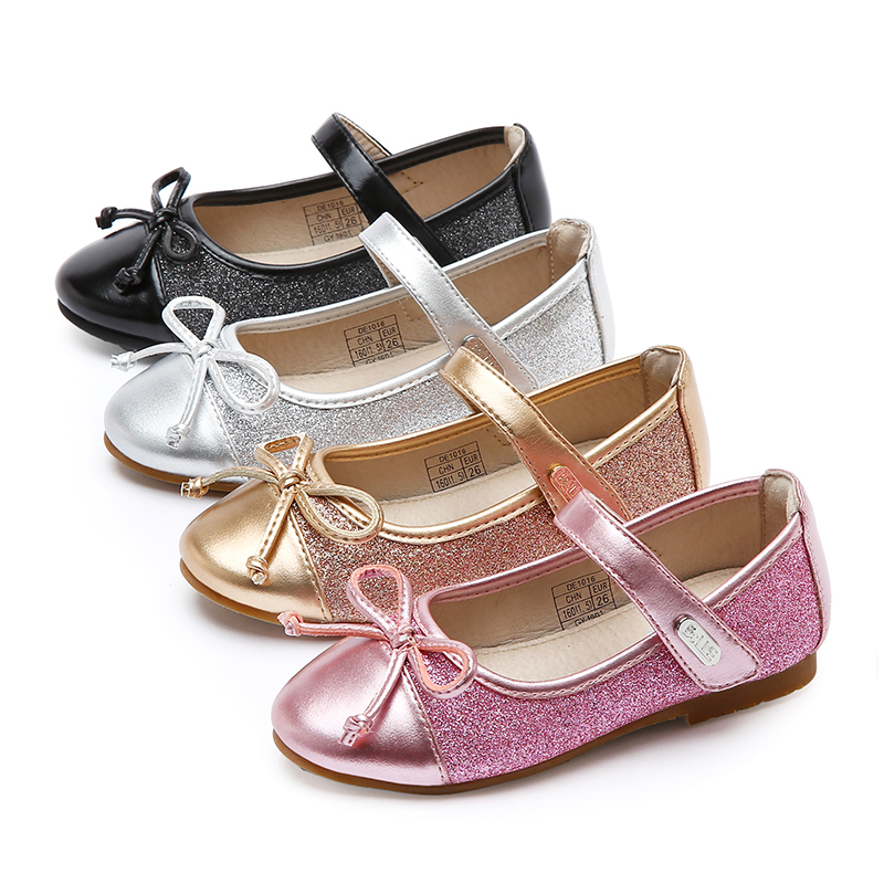 belle百丽童鞋女童皮鞋春季中小童小单鞋儿童蝴蝶结时尚魔术贴公主