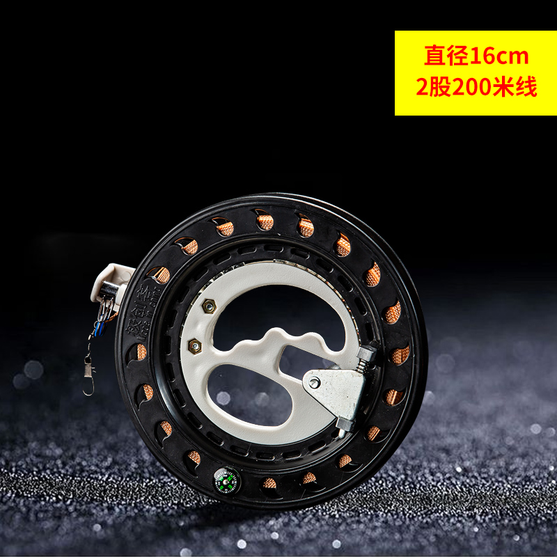 新款大轴承黑色线轮免费缠线3股4股风筝线厂家批发直销创意 三维工匠 黑色ABS-16cm2股200米高清大图