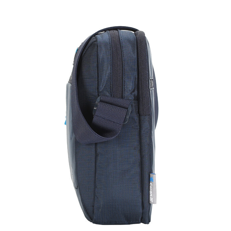 卡拉羊单肩包男士休闲帆布包超轻竖款斜挎包潮流胸包cx4007藏青