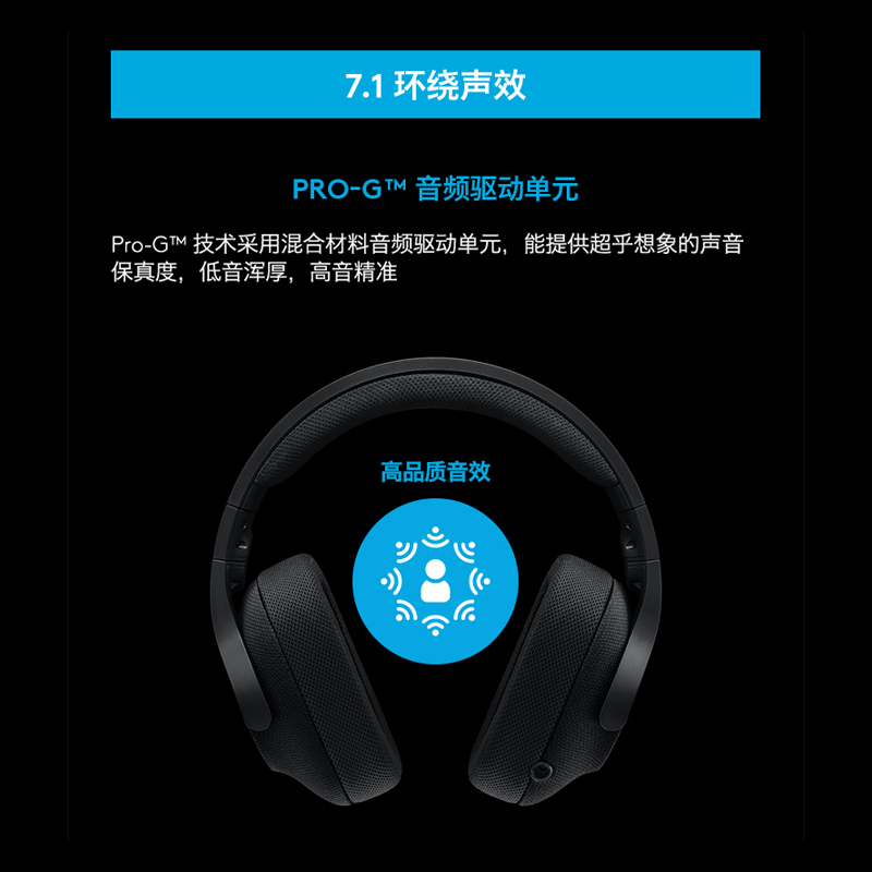 罗技(Logitech) G433 7.1 头戴式有线耳机 自定义环绕声效吃鸡游戏降噪耳机麦克风 时尚舒适便携-红色