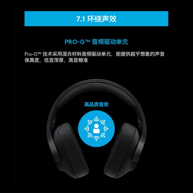 罗技(Logitech) G433 7.1 头戴式有线耳机 自定义环绕声效吃鸡游戏降噪耳机麦克风 时尚舒适便携-红色图片