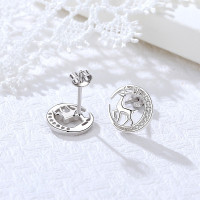 鑫铂尼耳钉女新款小鹿气质个性一路有你耳饰七夕情人节送闺蜜老婆媳妇