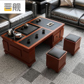 晋舰 火烧石功夫茶几茶桌椅组合茶具一体套装茶台一键上水 1.2米柚木红
