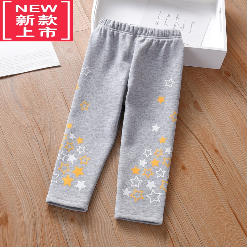 可莉允女童加绒裤子秋冬宝宝洋气保暖一体绒打底裤小女孩外穿百搭喇叭裤保暖裤