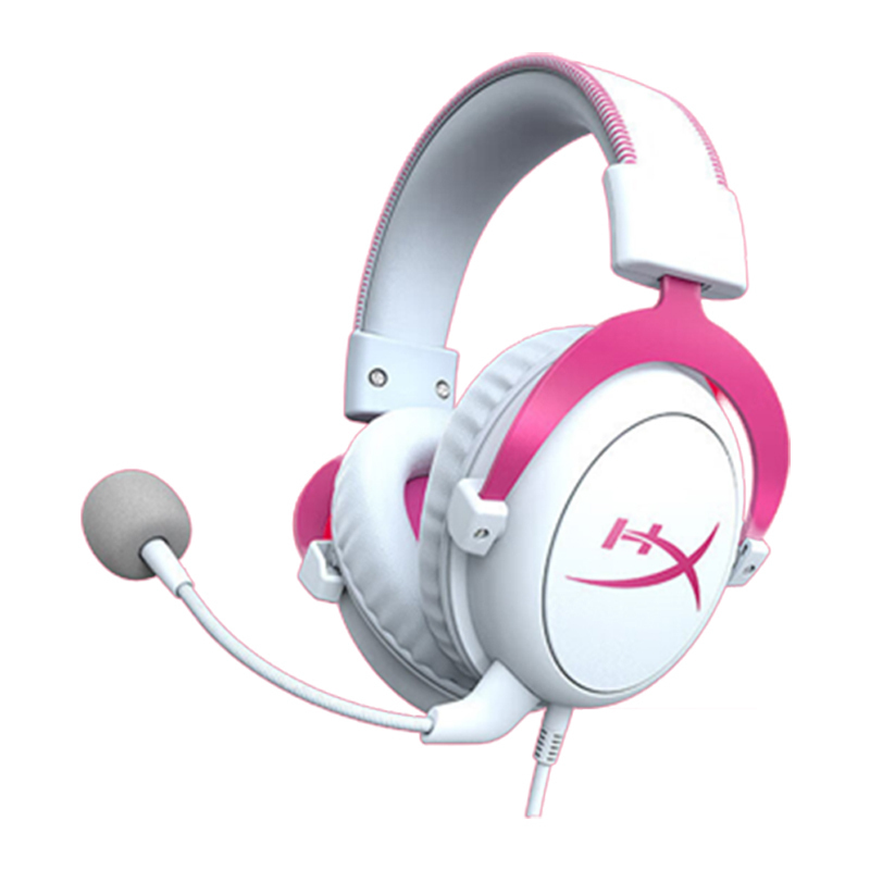 极度未知(HYPERX)电竞游戏耳机头戴式有线无线电脑吃鸡耳麦 7.1虚拟环绕声丨粉红色[飓风2]