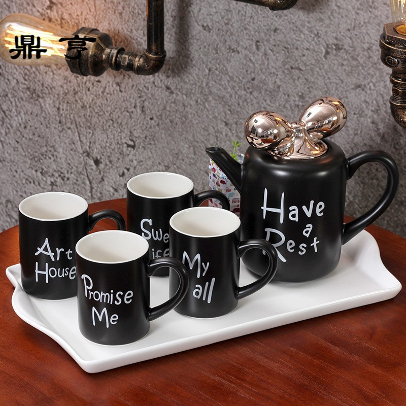 鼎亨白色咖啡杯茶具一套装陶瓷杯子欧式家用喝茶杯套杯喝水杯个性