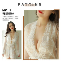 莎丞情趣内衣内裤性感睡衣女夏透视蕾丝大码开档透明三点式睡裙套装涤纶