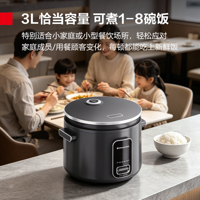 德玛仕商用电饭煲健康陶瓷3升商用家用微电脑控温一锅多用单位酒店学校食堂用 电饭煲FR30-A1(220V~)高清大图