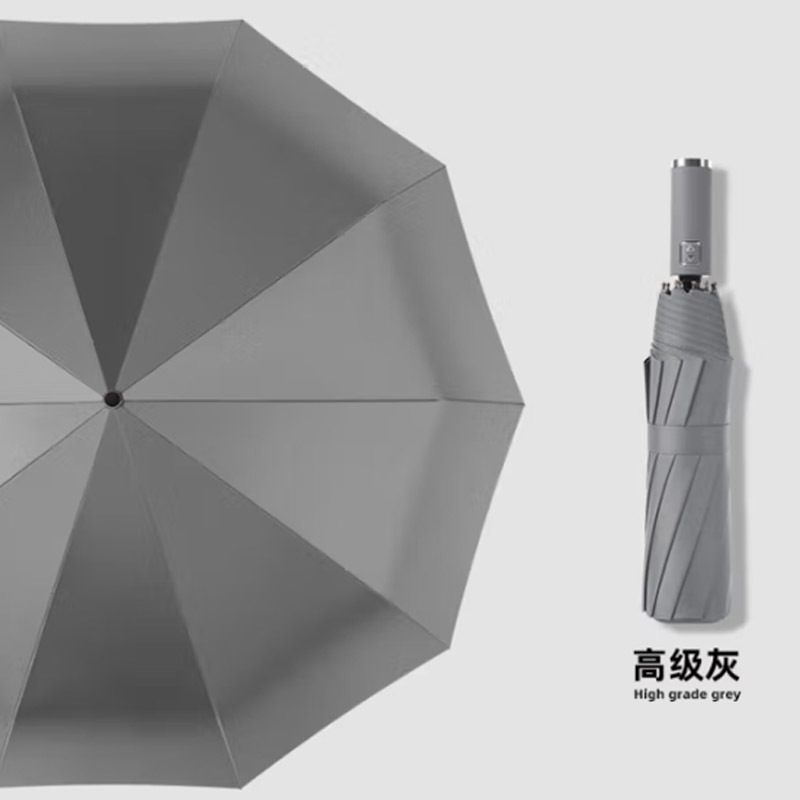 艾逸瑶选 朋克系列10骨加厚黑胶超大全自动晴雨伞 YS-1846