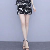 2021夏装休闲显瘦套装大码女装胖妹妹宽松遮肉印花上衣短裤两件套 [单条短裤] 5XL 建议[185-205斤]