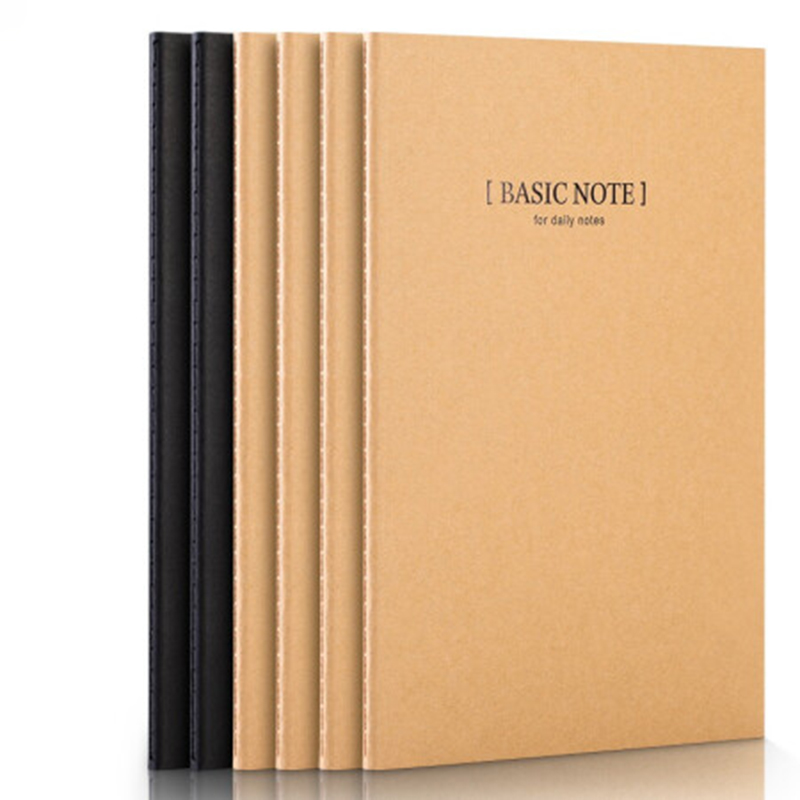 得力33457牛皮纸缝线软抄本办公用品 工作记事本文具笔记本子6本A5/40张