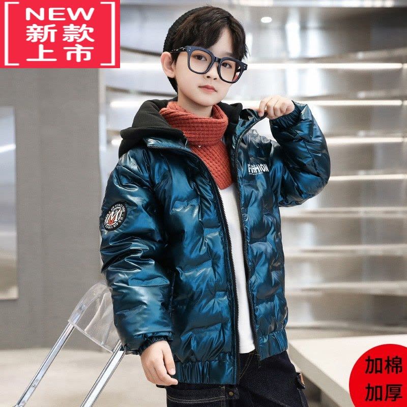 可莉允男童时尚亮片棉服免洗轻便保暖冬装外套中大童韩版洋气加厚棉衣潮图片