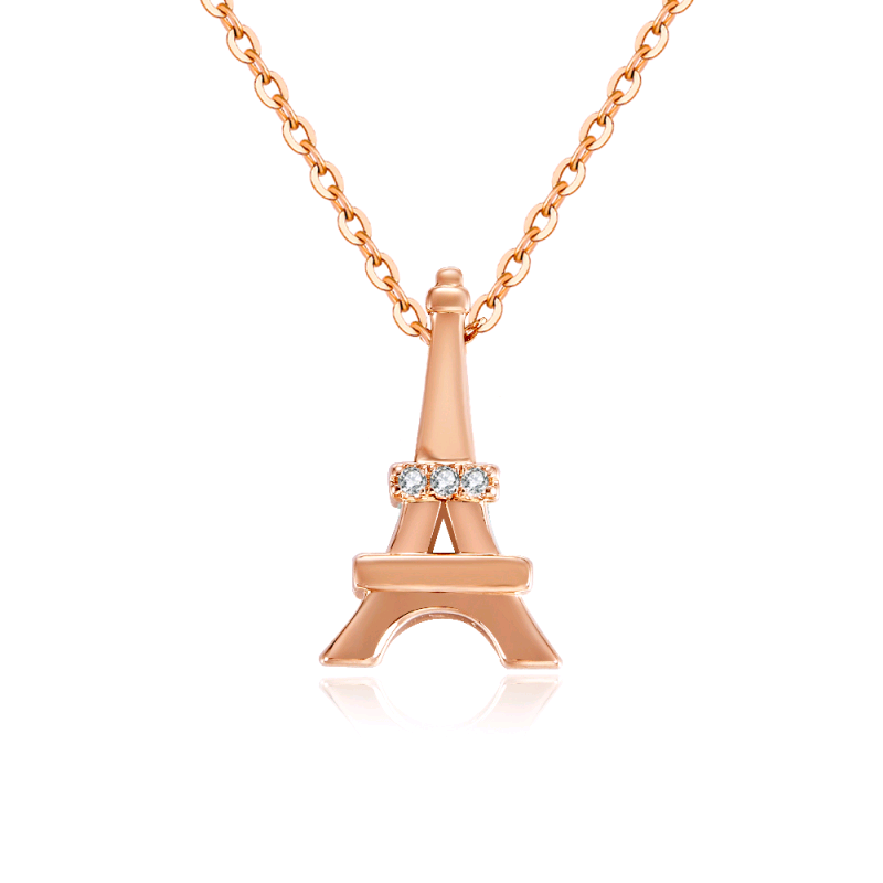 阿玛莎5d硬18k玫瑰金k红au750铁塔钻石吊坠埃菲尔铁塔视频
