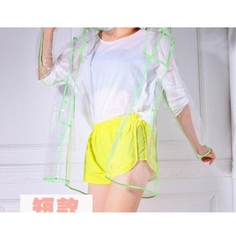 18新款时尚男女情侣透明包边雨衣时装雨披长款短款漂流户外表演