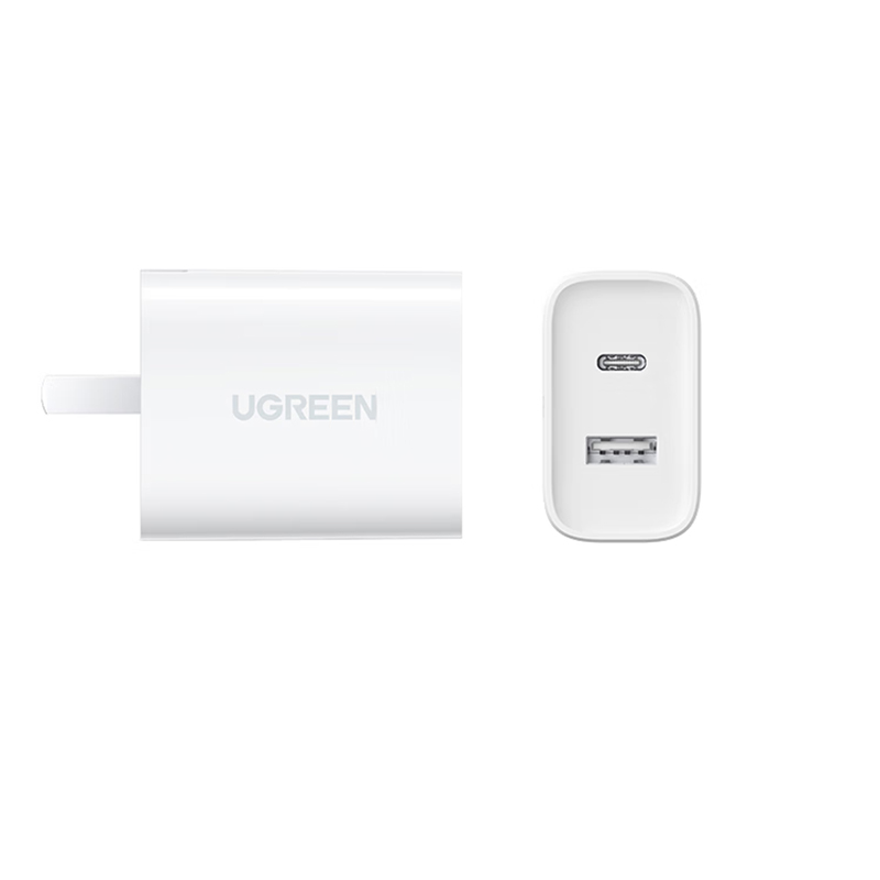 绿联(UGREEN)充电头30W多口苹果充电器USB/Type-C双口快充头适用iPhone16/15/14ProMax