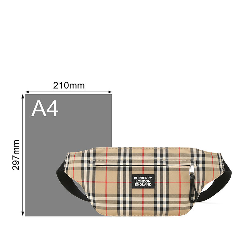 预订 BURBERRY 博柏利 Brummell 经典格纹 徽标嵌花 腰包 斜挎包8027159