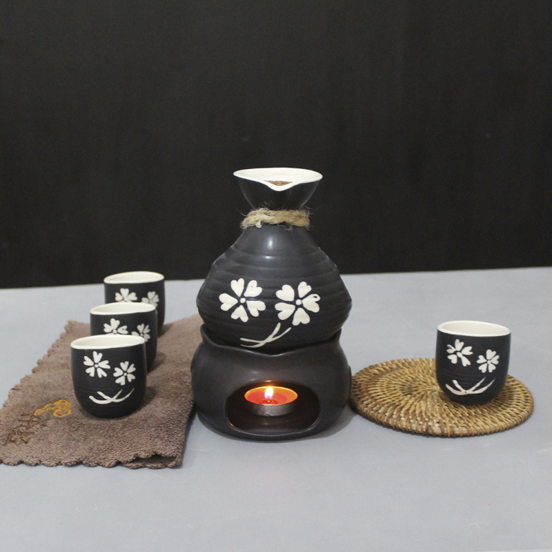 陶瓷温酒器烫酒壶煮酒烛台加热暖酒器分酒器黄酒白酒盅杯酒具套装(请先与客服确认再)