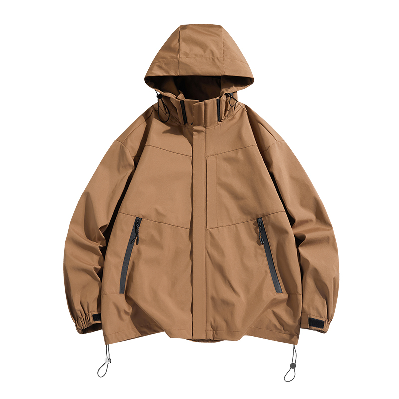 南极人男士外套秋冬季防水户外上衣服男装潮春秋脱卸帽焦糖色夹克