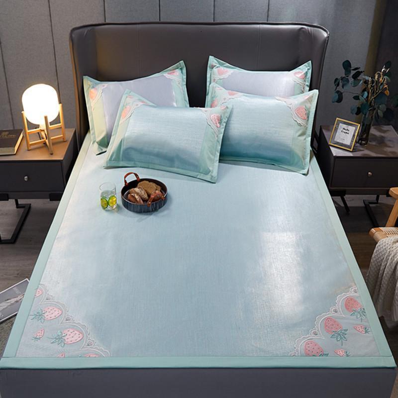 美帮汇夏季凉席1.8m床席子冰丝凉席1.5空调软席三件套可水洗可折叠2.0米高清大图