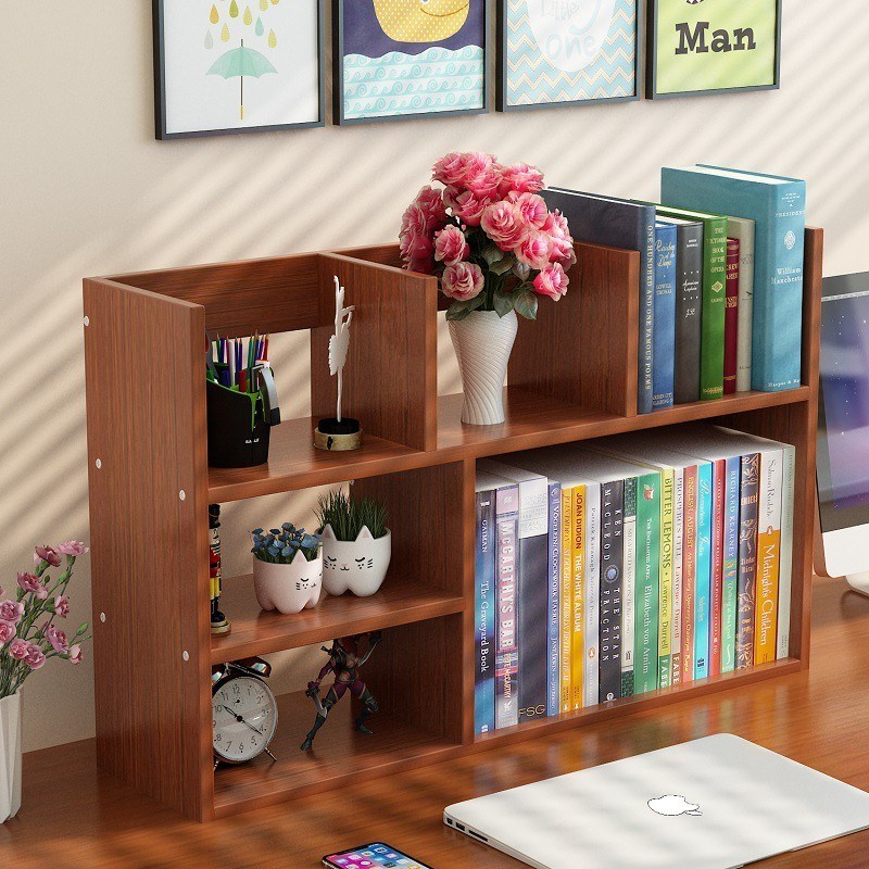 简易桌面书架书桌简约现代置物架办公桌上收纳柜学生用桌面小书柜
