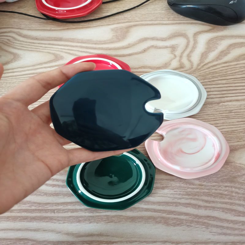 陶瓷杯盖子单卖大理石纹钻石杯盖创意咖啡杯盖通用星空马克杯盖子 内径6cm外径8cm 蓝色马克杯杯盖