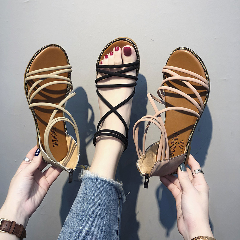 枫述2021新款夏季凉鞋韩版时尚英伦风沙滩凉鞋舒适潮流百搭露趾女鞋子
