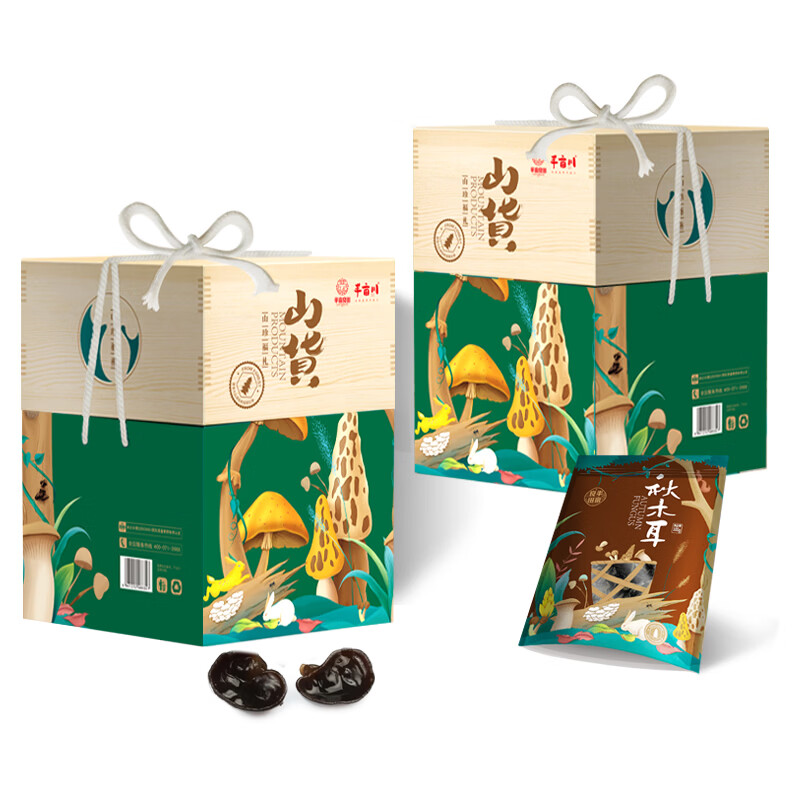 半亩川 山珍福 木耳猴头菇鲍鱼菇7拼菌菇山珍 1.03kg / 盒