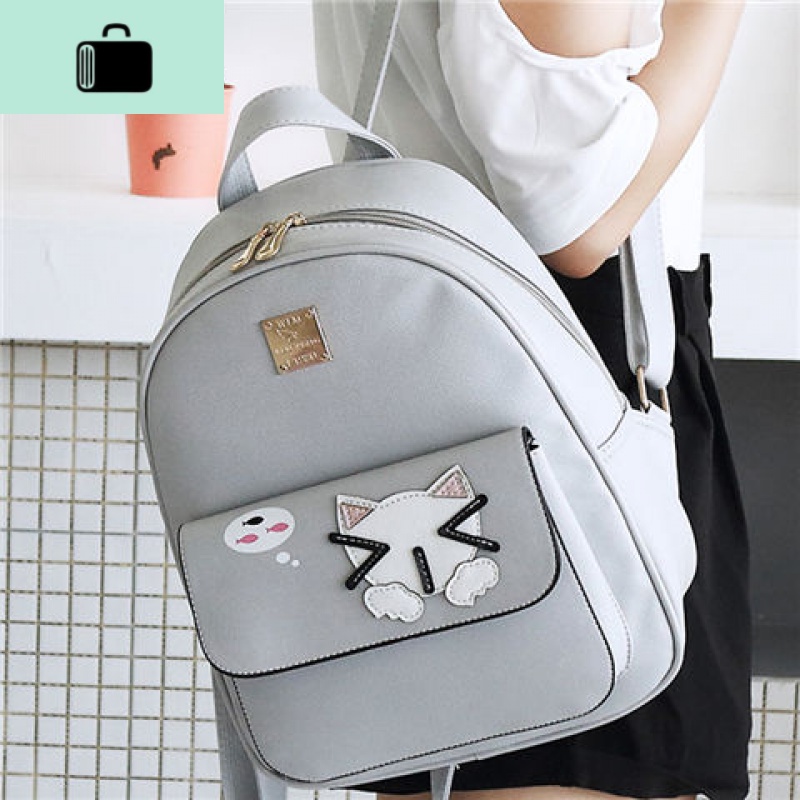 2020秋冬新款韩版简约时尚百搭学院风双肩包女皮书包中学生包背包NEW LAKE 1091灰色