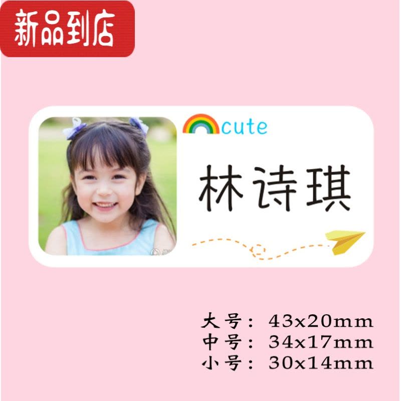 真智力防水大头名字贴带头像照片姓名贴贴纸幼儿园儿童宝宝定制水杯儿童 纸飞机 中号34x17mm 60贴图片