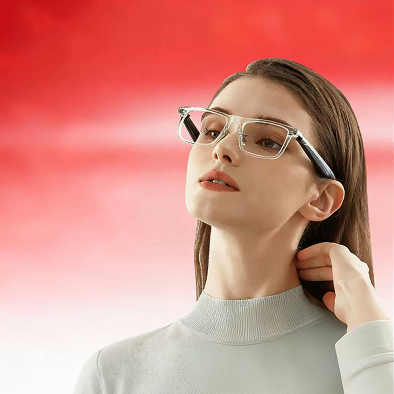 界环 AI智能眼镜非AR 实时翻译音频眼镜 无线蓝牙眼镜经典方框款 水晶白高清大图