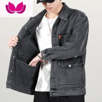 七斓干活穿的牛仔外套男劳保工作服工地建筑上班焊工耐穿耐磨耐脏上衣 L建议105-120斤 K808灰色