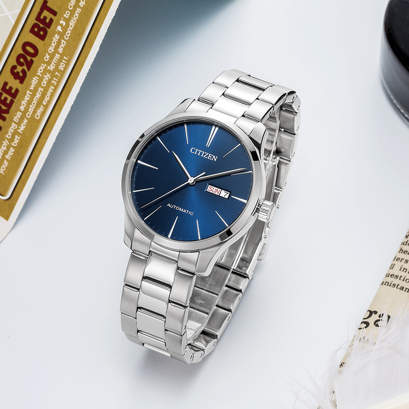 西铁城(CITIZEN)自动机械不锈钢表带深邃蓝盘简约时尚男表NH8350-83LB