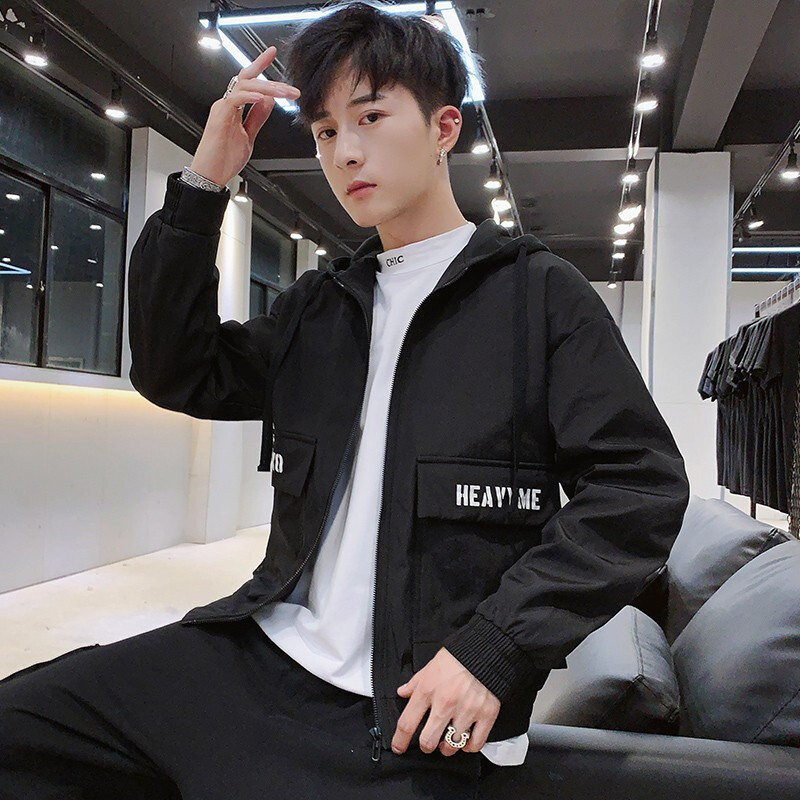 蒙洛里克2019春秋新款外套男士韩版潮流学生青年修身帅气休闲多袋工装