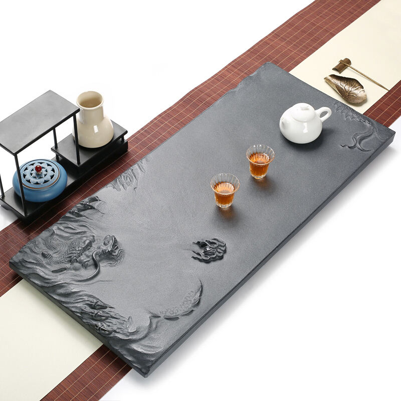 天然整块乌金石茶盘家用简约石头茶海中式复古大号创意客厅茶台