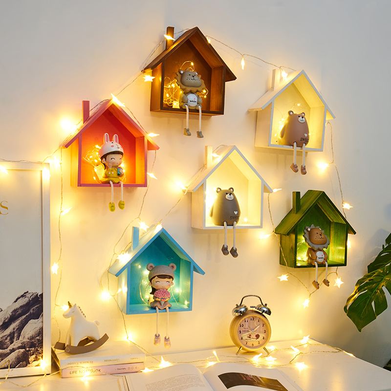 美式小房子墙饰置物架创意童装店墙壁挂饰墙面墙上房间装饰品挂件置物