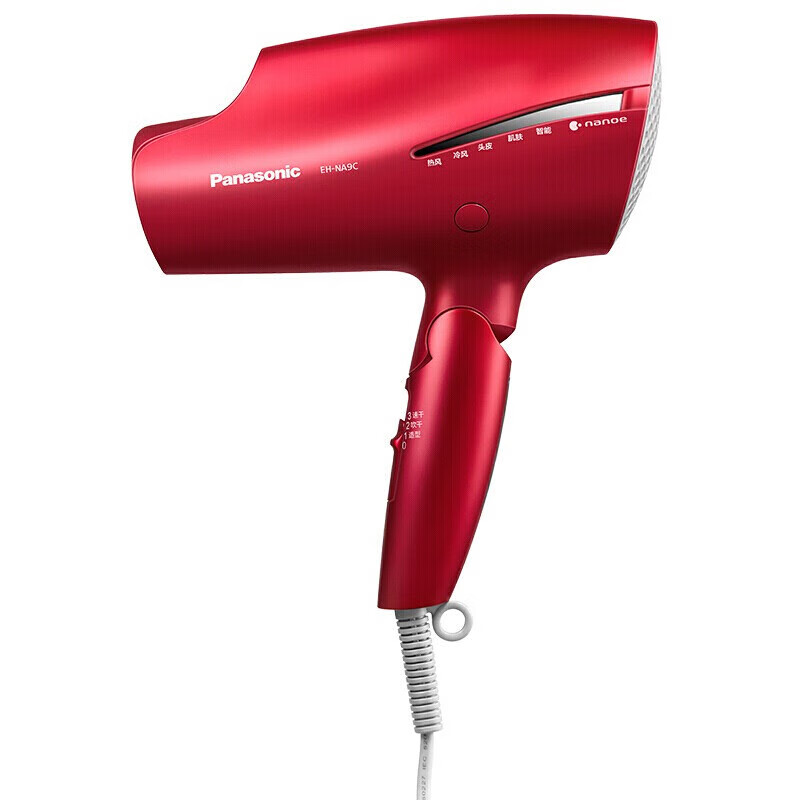松下Panasonic电吹风家用吹风机纳诺怡护发负离子智能3档控温肌肤模式空气水膜快速折叠1800W大功率NA9C