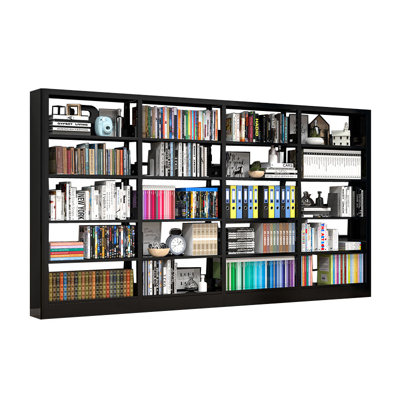 晋舰 书架学校图书馆阅览室书籍架落地资料档案架黑色白色 单面一列四