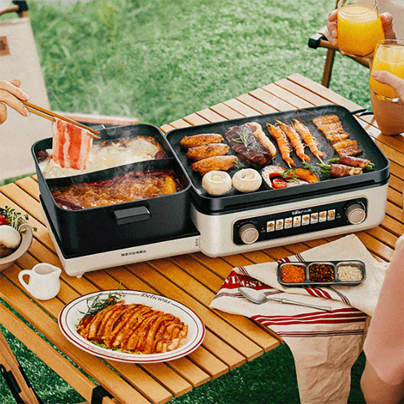 小熊电烤炉4L电火锅折叠多功能料理锅DKL-E22W1高清大图
