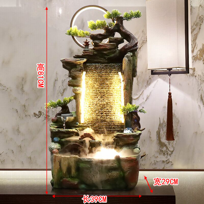 客厅水幕墙鱼缸假山喷泉办公室招财高山流水摆件循环水系景观落地