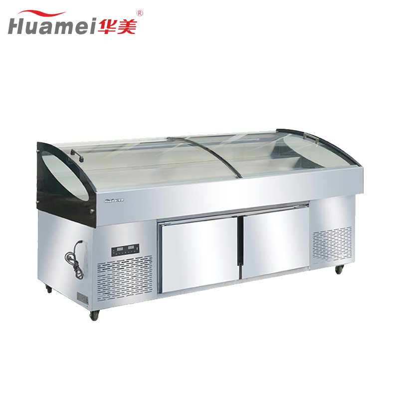 华美(Huamei)2米商用卧式展示柜 海鲜市场菜场大容量卧式冰柜 超市冷柜岛柜海鲜岛柜-HD-2000SAT2